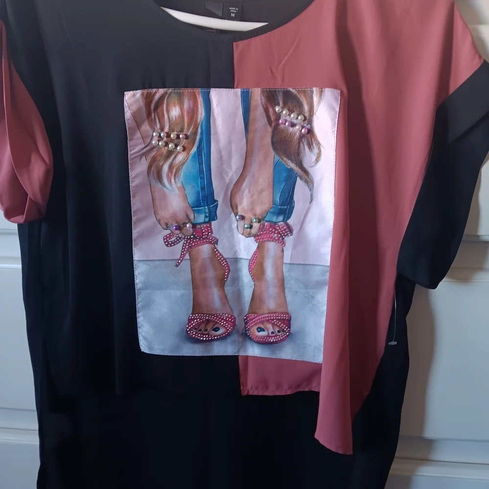 Stylish Black and Pink Women's Top - Picture 3 of 6